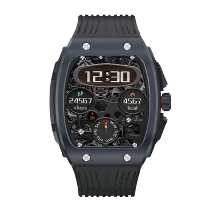 ساعة Jeebel Titan Series الذكية – شاشة 1.76 بوصة تعمل باللمس، تتبع الصحة واللياقة، مقاومة للماء، مع تطبيق مخصص ودعم بلوتوث- اسود