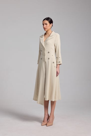 فستان بيج ميدي كريب مطرز