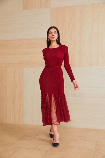 فستان احمر استرتش بلاسية