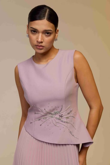 فستان موف مطرز انيق