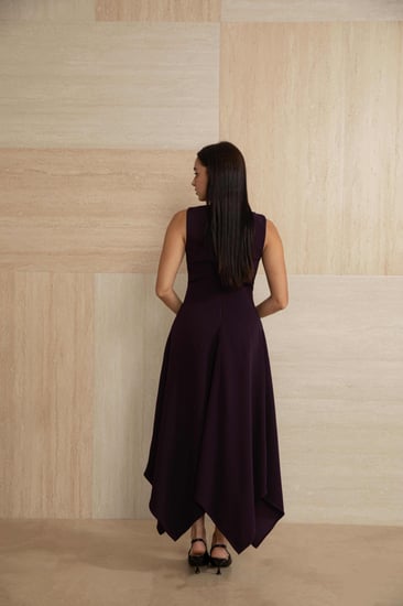 فستان موف تطريز جانبي