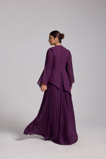 فستان طويل سهرة مطرز موف