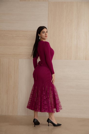 فستان فوشي استرتش بلاسية