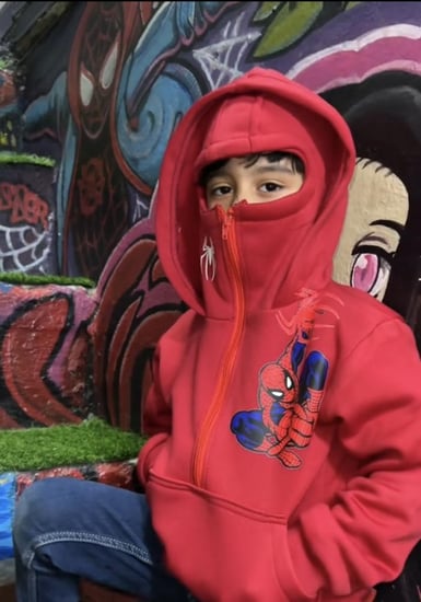 جاكيت النينجا للاطفال بغطاء راس ووجه شتوي