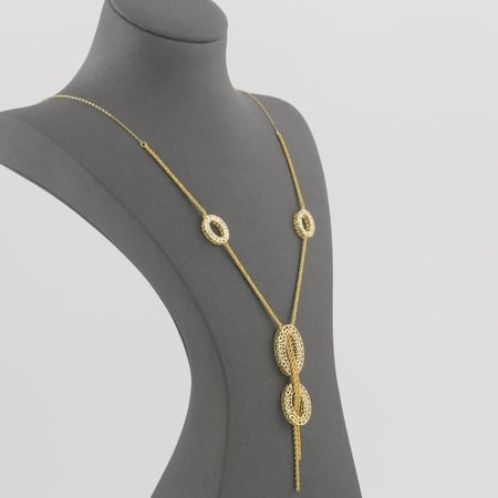 سبحة ذهب بتصميم بيضاوي تراثي - عيار 21
