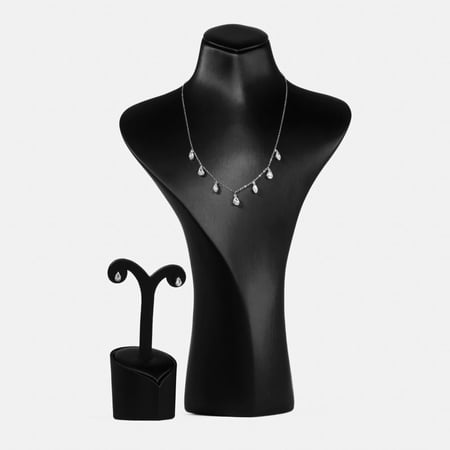 طقم سلسال وحلق بلون الفضي