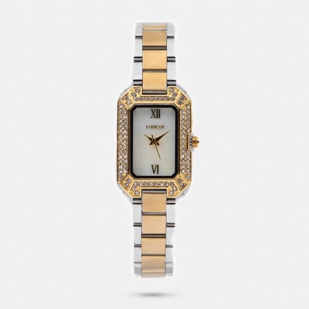 ساعة نسائية ستيل باللون ذهبي ابيض