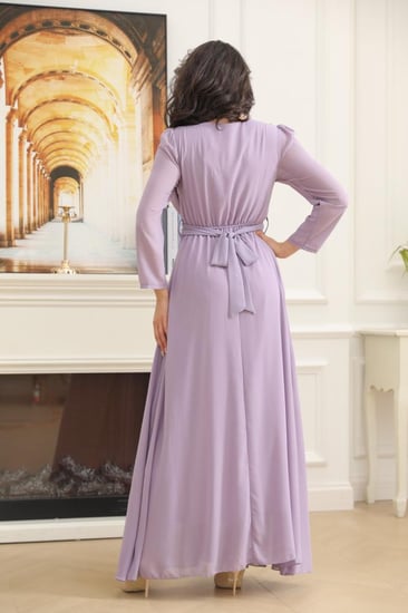 فستان نسائي سادة مطرز طويل فخم