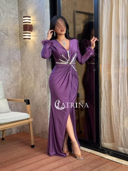 فستان سهرة ناعم لونين