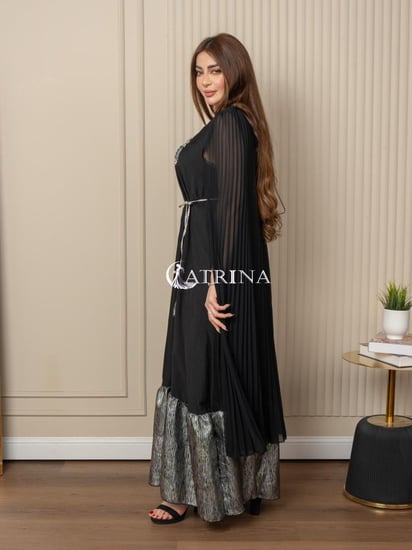 جلابية سهره بتطريز صدر لونين