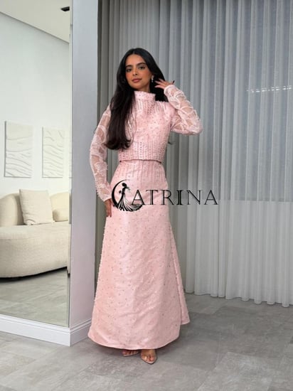 طقم دانتيل تطريز لول زركون