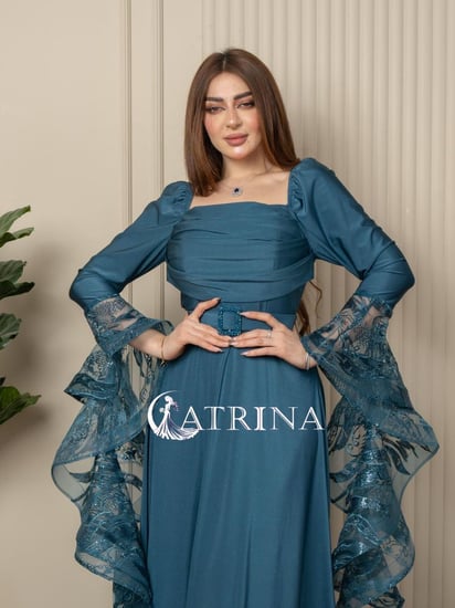 فستان سهره فخم لونين كم طويل .