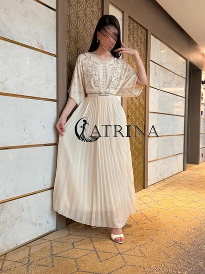 فستان سهرة ناعم تطريز فاخر