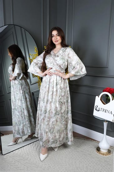 فستان مشجر مزين بكريستال