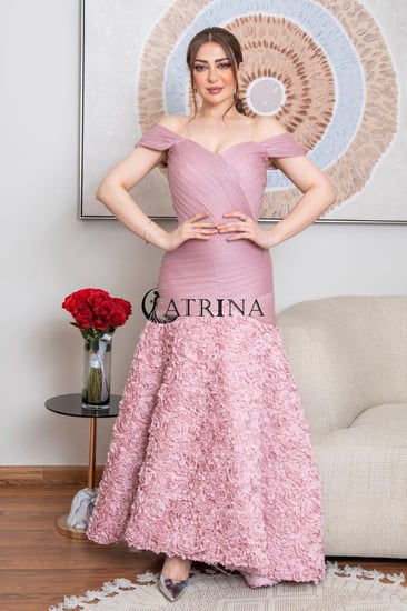 فستان سهرة فخم وردي DB269