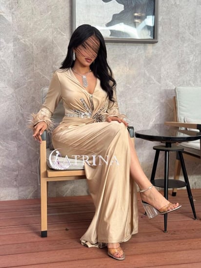 فستان سهرة ناعم لونين