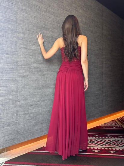 فستان سهره عنابي راقي