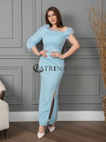 فستان سهرة ناعم انيق لونين 5601