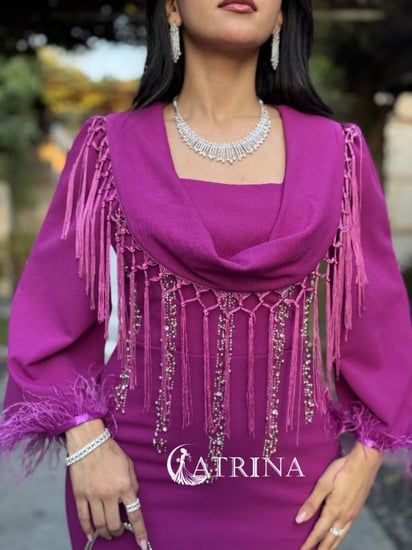 فستان سهرة ناعم انيق لونين