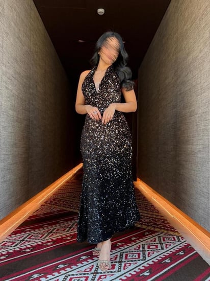 فستان سهرة ترتر فاخر كلاسيكي