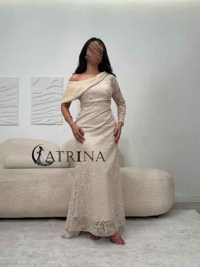 فستان سهرة دانتيل بكتف واحد