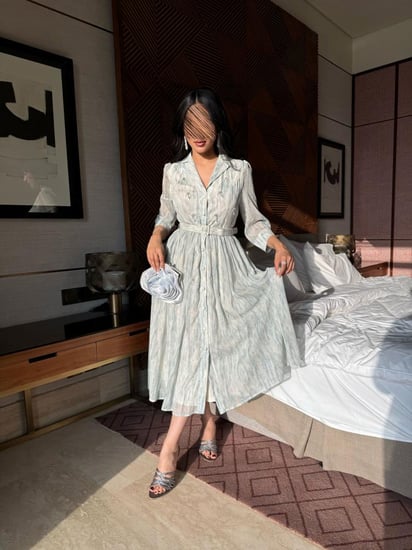 فستان مشجر بتطريز كريستال بلونين