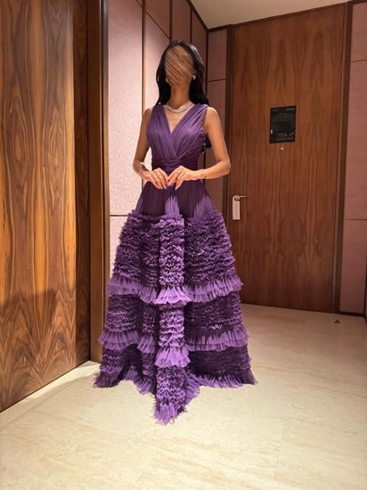 فستان سهرة تل فخم عدة الوان.