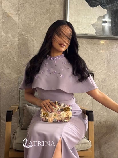 فستان فخم مزين بأزهار قطعتين (لونين)