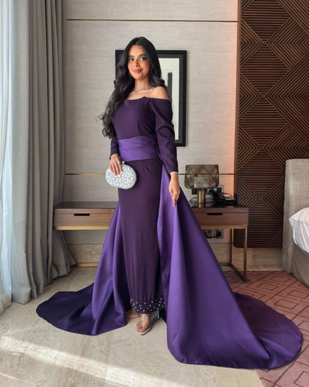 فستان سهره قطعتين بنفسجي