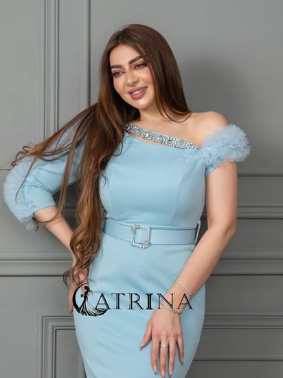 فستان سهرة ناعم انيق لونين 5601