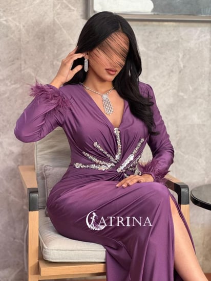 فستان سهرة ناعم لونين