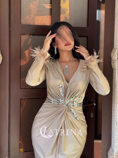 فستان سهرة ناعم لونين