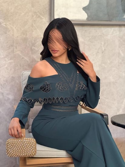 فستان سهرة ناعم انيق لونين