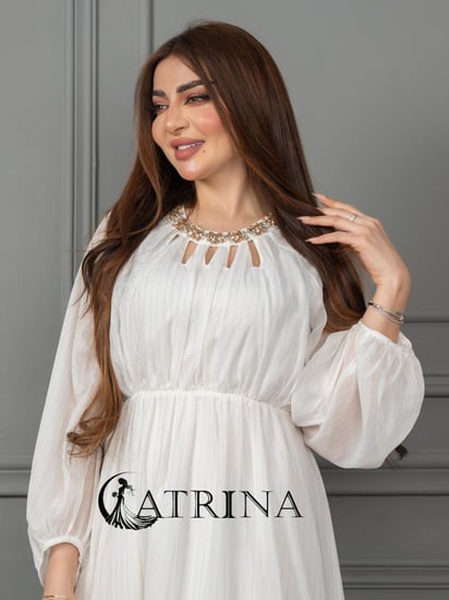 فستان شيفون مقصب بالذهبي (لونين)