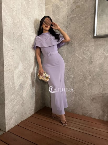 فستان فخم مزين بأزهار قطعتين (لونين)