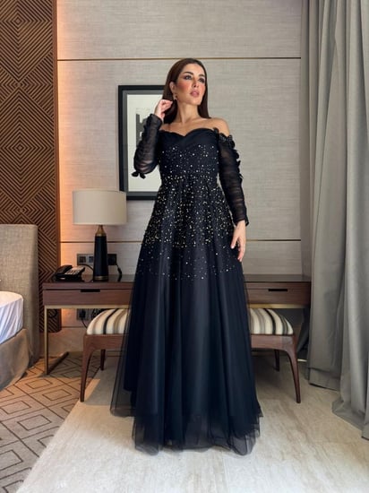 فستان سهره تطريز خرز مع لول