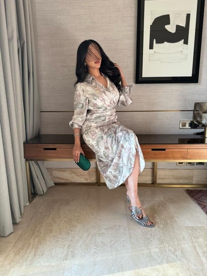 فستان مشجر ميد مزين بكرستال