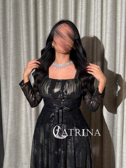 فستان ناعم اسود ملكي شيفون