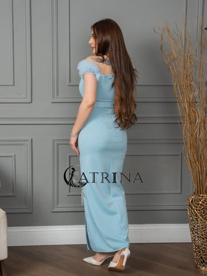 فستان سهرة ناعم انيق لونين 5601
