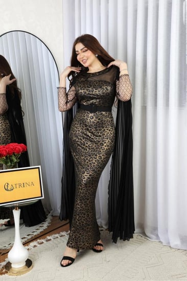 فستان ناعم نمري باكمام شيفون