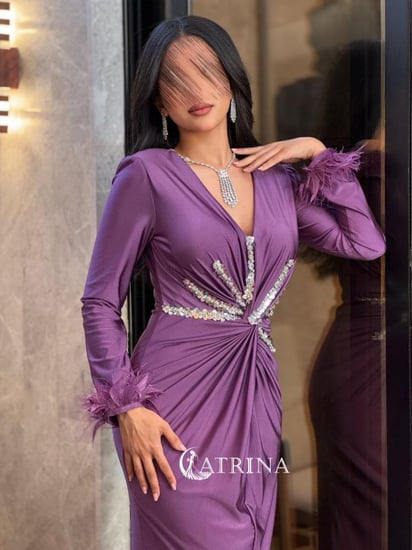 فستان سهرة ناعم لونين