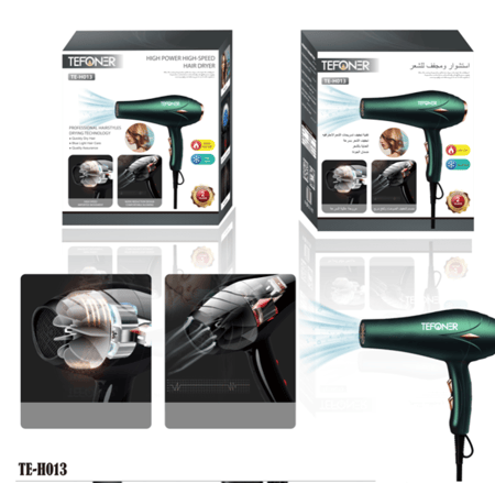 مجفف شعر عالي الأداء TEFONER – سرعة في التجفيف وأمان في الاستخدام