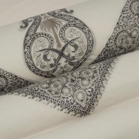 شال باشمينا ملكي فاخر - صوف كشميري 100% - بتصميم السيفين والنخلة