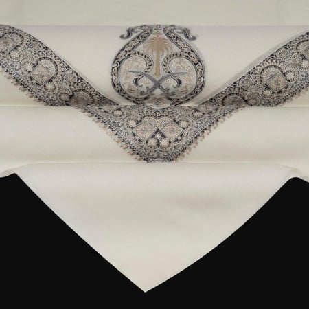 شال باشمينا ملكي فاخر - صوف كشميري 100% - بتصميم السيفين والنخلة