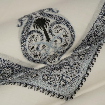 شال باشمينا ملكي فاخر - صوف كشميري 100% - بتصميم السيفين والنخلة