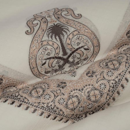 شال باشمينا ملكي فاخر - صوف كشميري 100% - بتصميم السيفين والنخلة