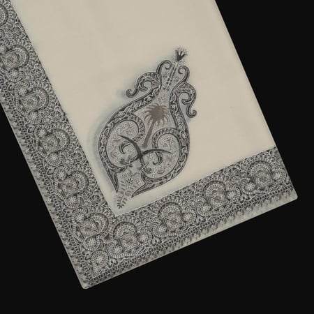 شال باشمينا ملكي فاخر - صوف كشميري 100% - بتصميم السيفين والنخلة