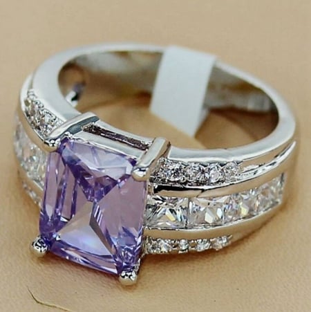 خاتم نسائي مطلي بالفضة ومزين بالزركون مقاس 7.25 أمريكي