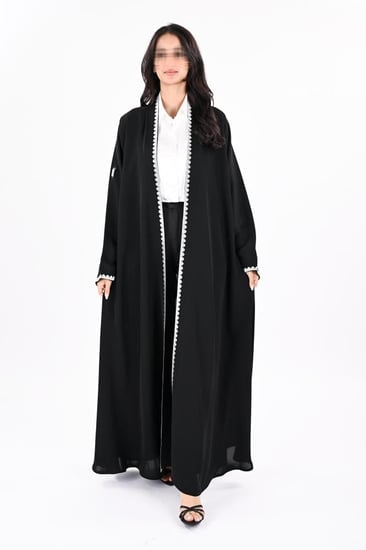 عباية انترنت بتطريز ابيض