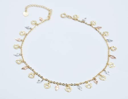 سعر خلخال ذهب ناعم عيار 18 قلوب وقناديل